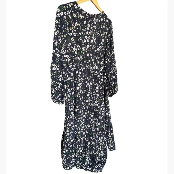 *Sold NWOT SHEIN Navy Blue Ruffled Tiered Floral Maxi Sundress Bishop Sleeve 2XL - Picture 5 of 12